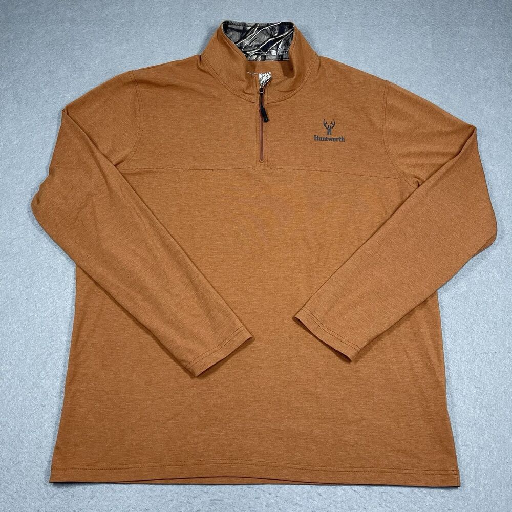 Huntworth Pullover Mens XL Orange Heather Spice 1/4 Zip Gorpcore Hunting Outdoor